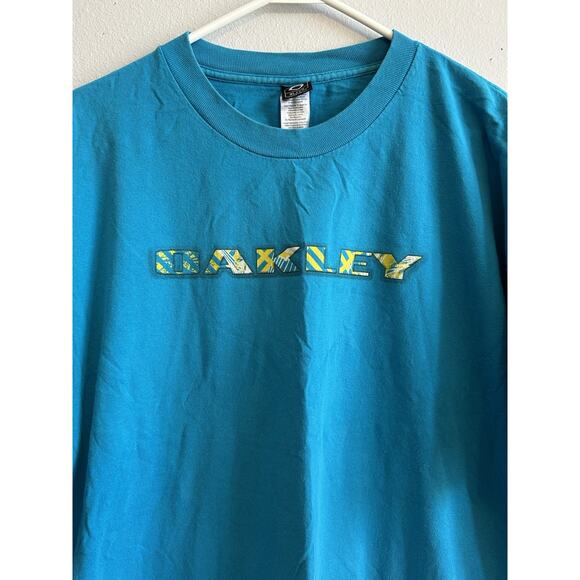 VTG Oakley T-Shirt Mens EYE Design Graphic 90s Blue Geo Design Skater Surfer XL - Picture 13 of 14